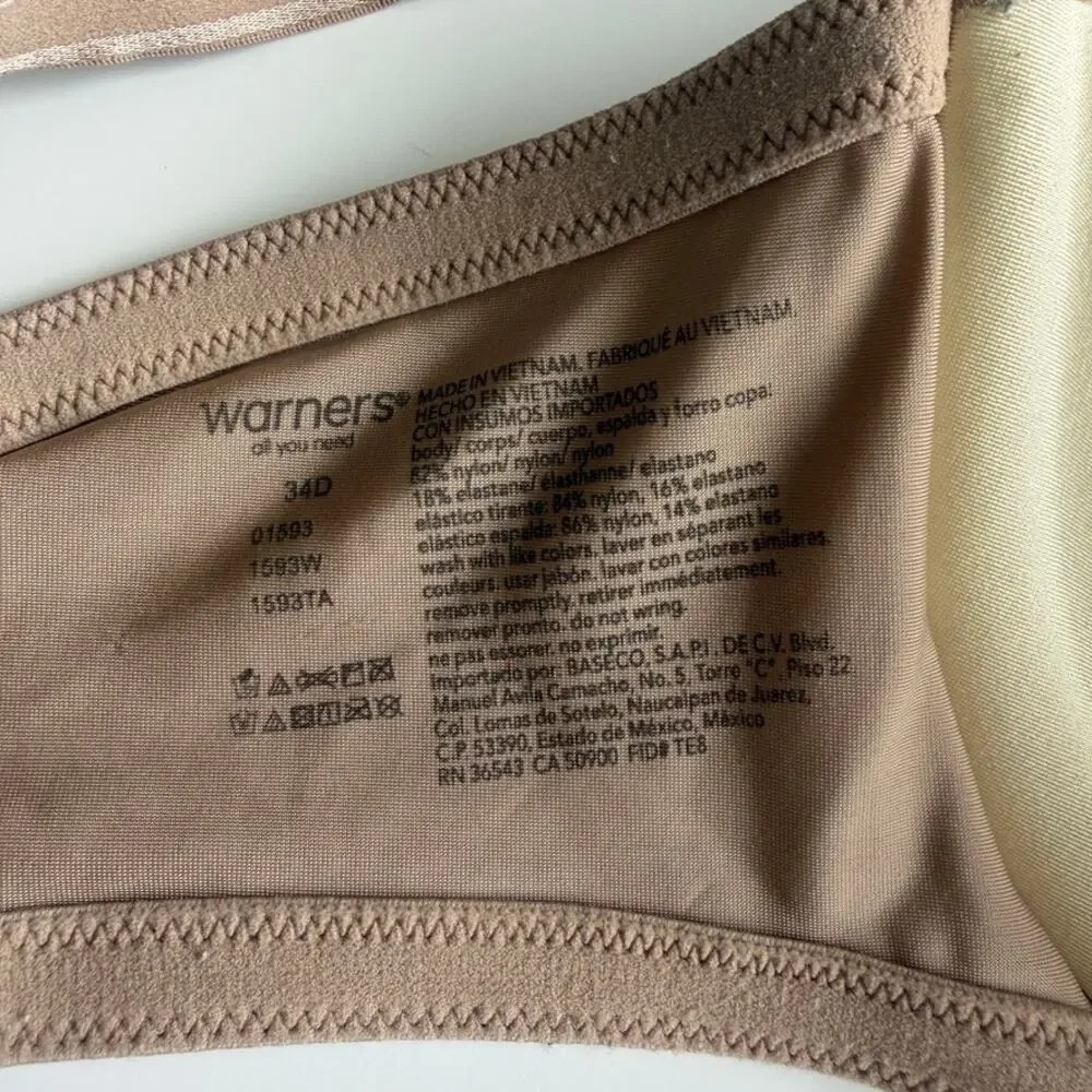 Warners This Is Not A Bra Cushioned Underwire Lightly Lined T-Shirt Bra Size 34D